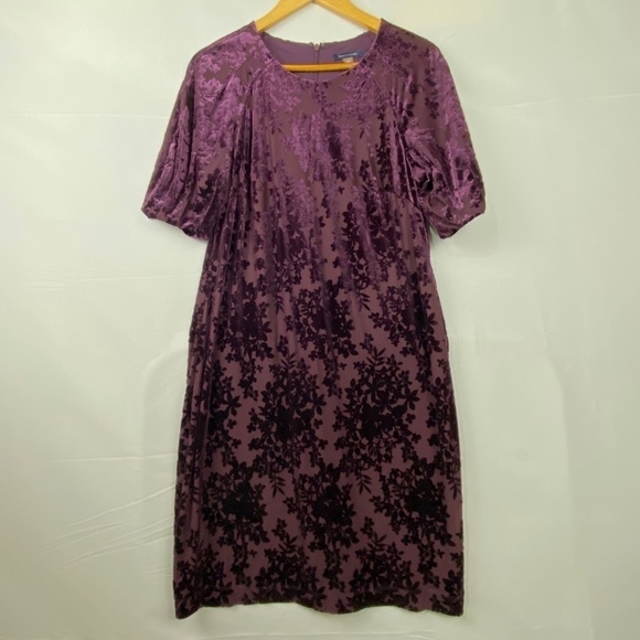 Tommy Hilfiger Dresses & Skirts - Tommy Hilfiger Women Sz 12 Plum/ Burgundy Dress Velvet A-line knee length crew